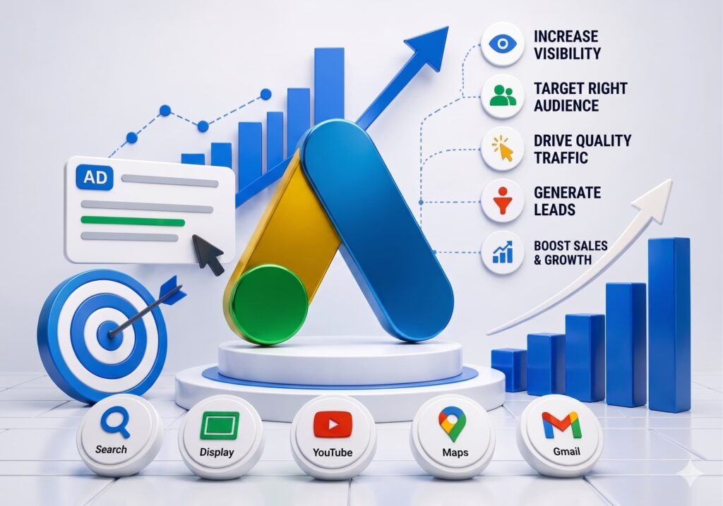 Result driven PPC Google Ads services for small business lead generation and high ROI digital advertising campaigns-Scalarthi